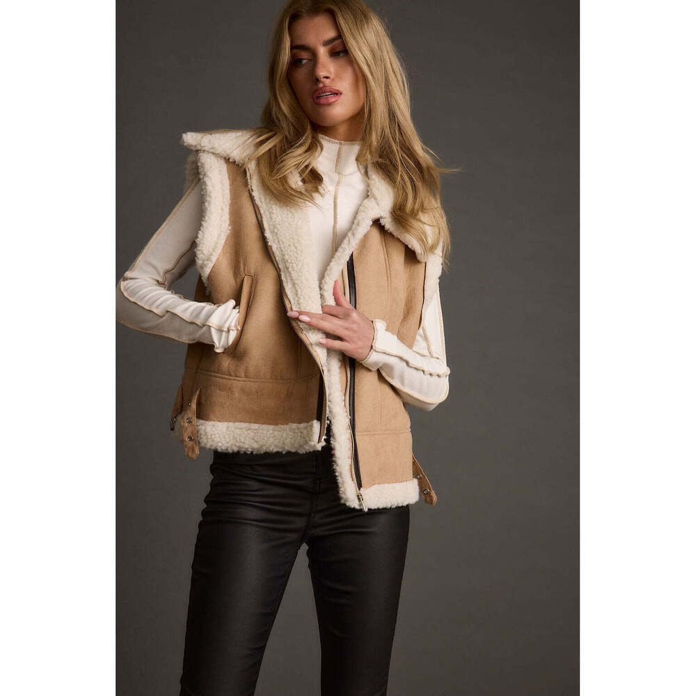 NWT 12th Tribe Penny Lane Sherpa Lined Beige Vest